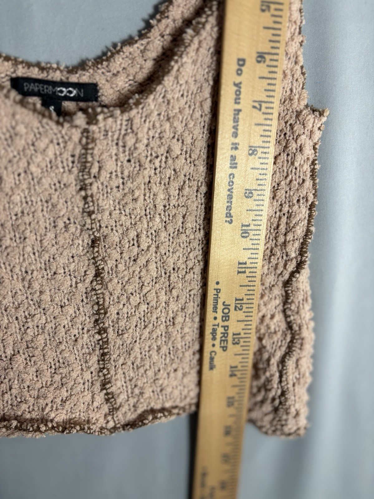 Papermoon Light Brown Cozy Knit Tanktop sz S Textured Cropped Camisole Indie