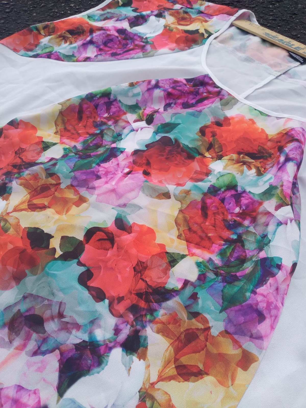 City Chic 2XL Sleeveless Shirt Floral White Red