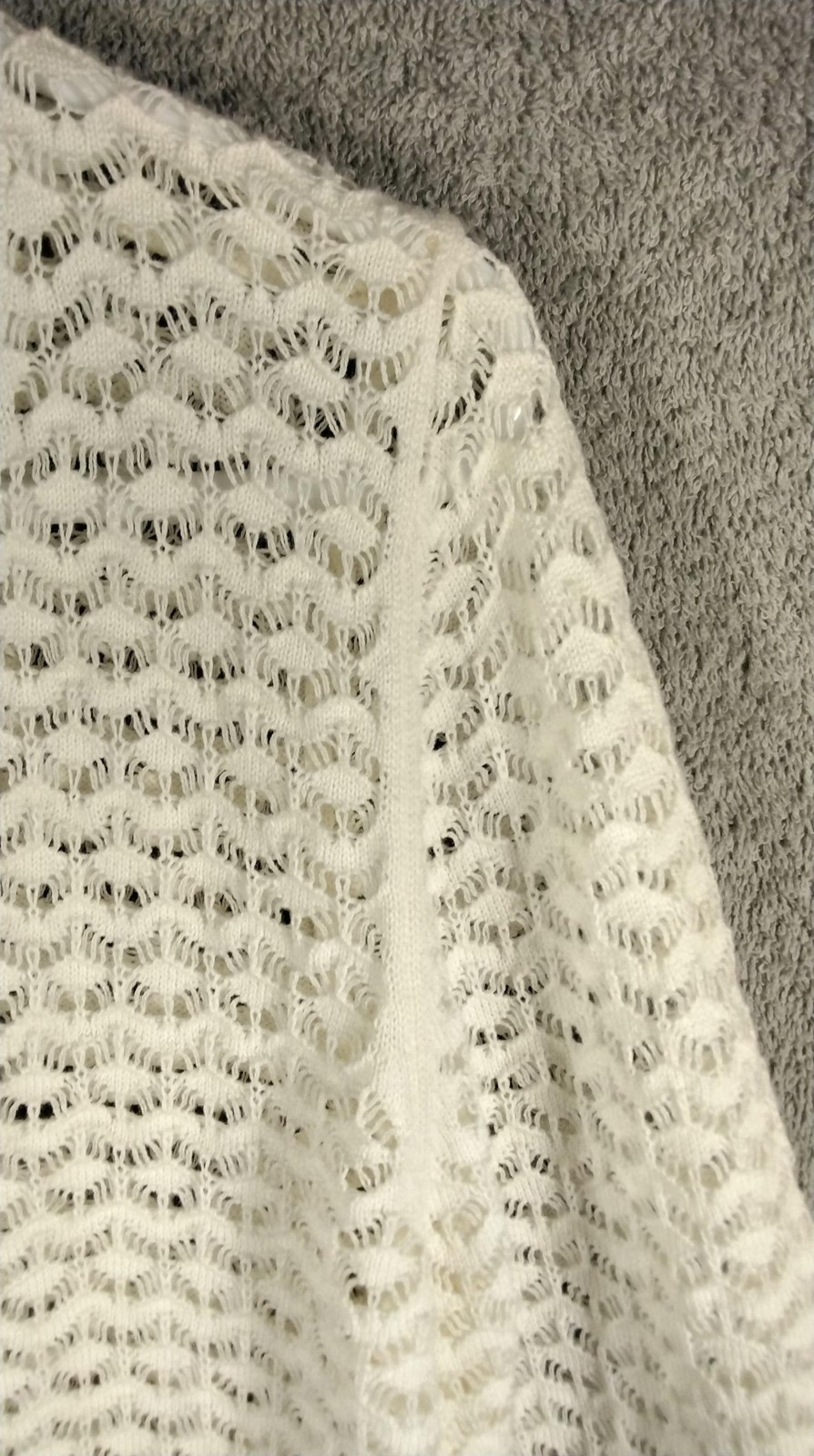 Anrabess Cover Up Womens Small Ivory Open Knit Lace Up Crochet Lightweight Tunic
