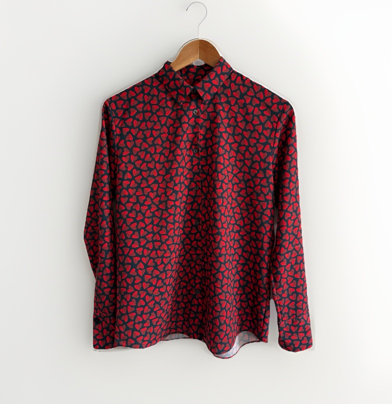 PS Paul Smith Blouse Womens Size 40 Large Red Shirt Heart Love Valentines