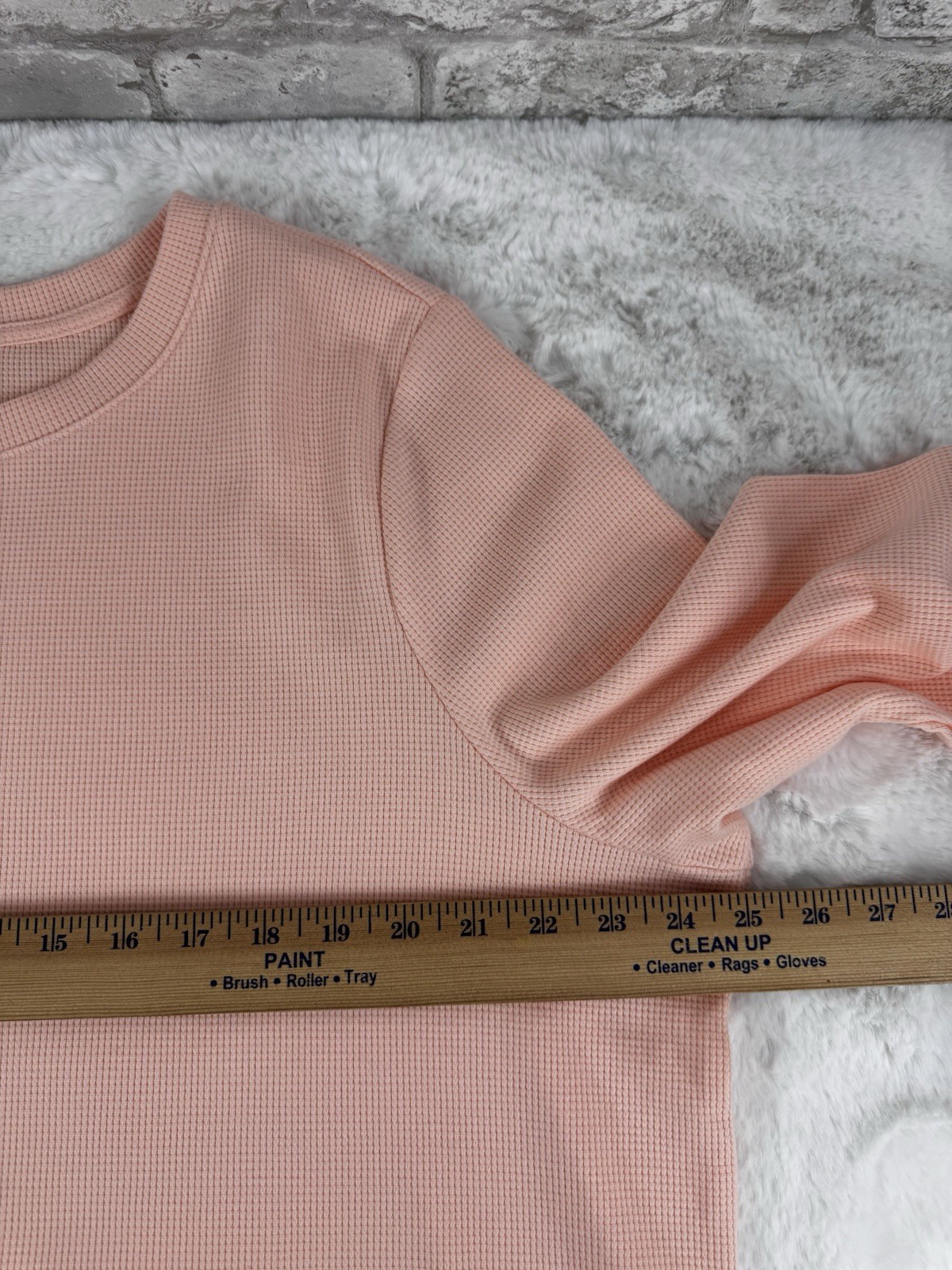 Denim & Co Essentials Soft Waffle Knit Popover Top Size 2x Peach