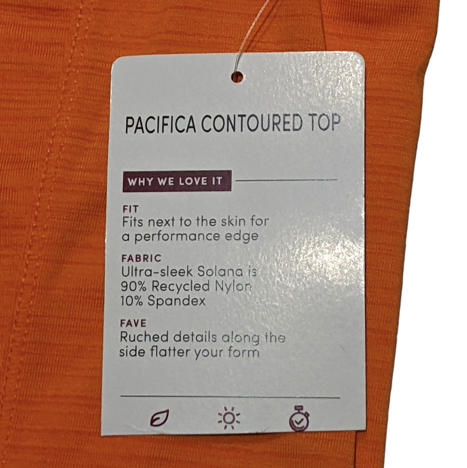 Athleta Pacifica Long Sleeve Contoured Top Womens S Monarch Orange Active NWT