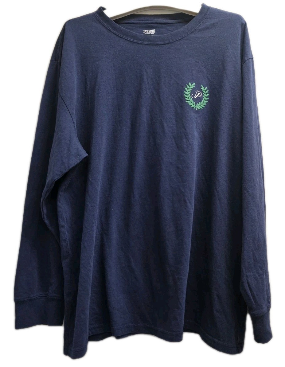 VS VICTORIAS SECRET PINK CAMPUS LONG SLEEVE TEE TOP DEEP LAKE DIP DYE L