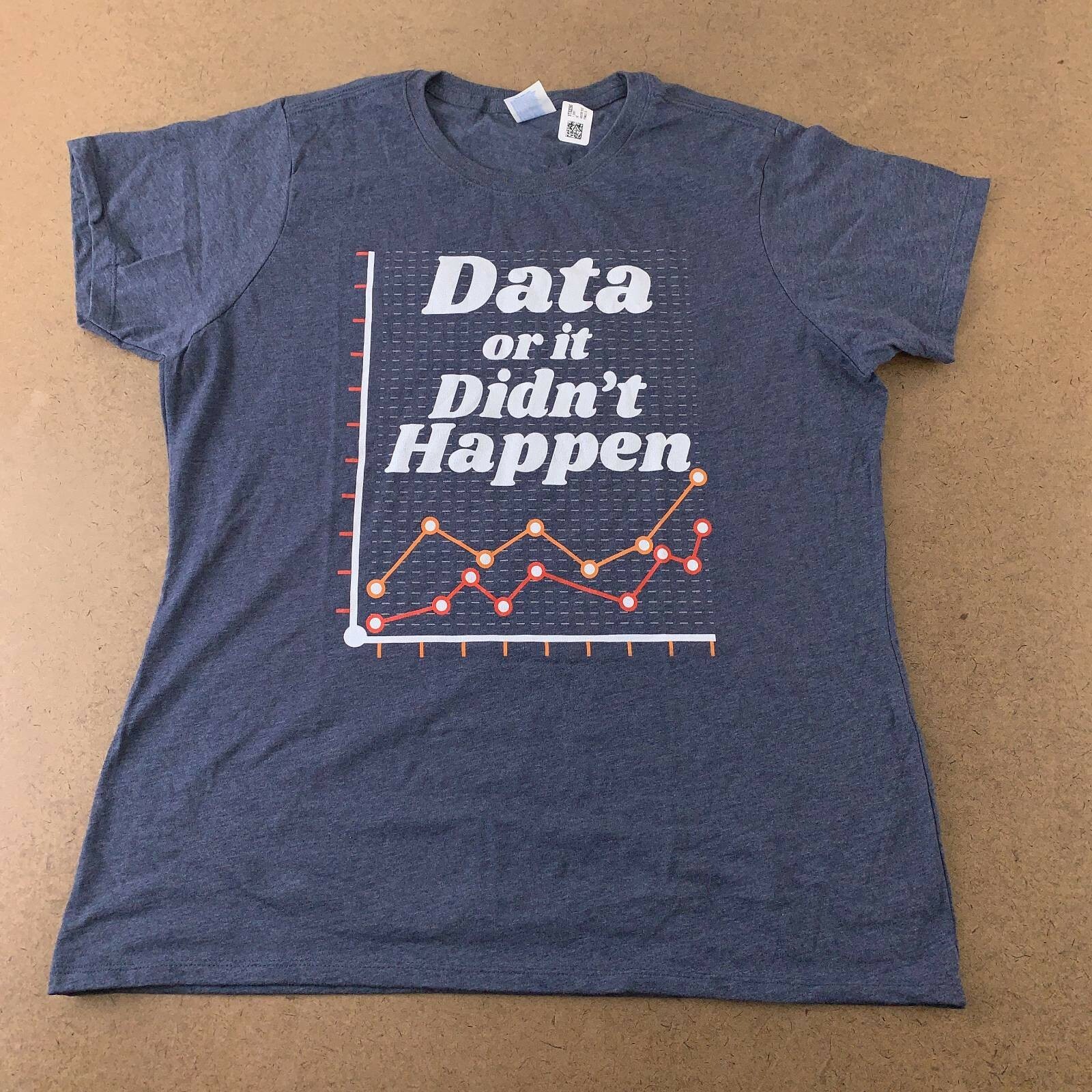 Port & Co Womens T-Shirt Blue Data Or It Didn’t Happen Short Sleeve Tee XL New