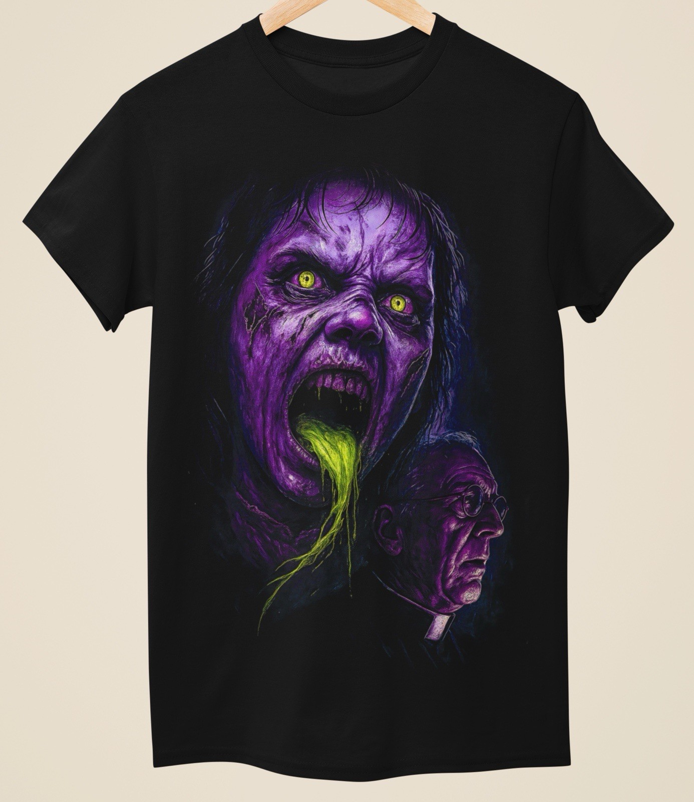 Evil Horror Exorcist Unique Halloween Unisex Black Printed T-Shirt (HO-005)