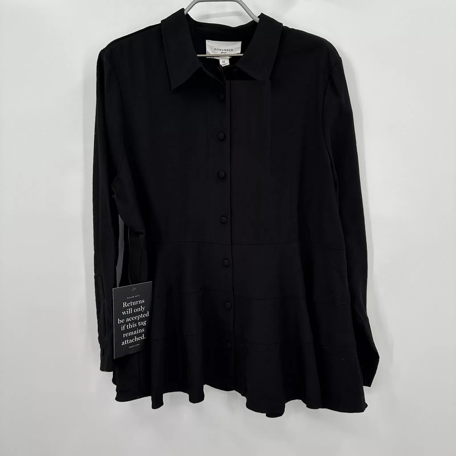 Pomander Place by Tuckernuck Black Ashlen Blouse sz M Women’s Button Front NWT