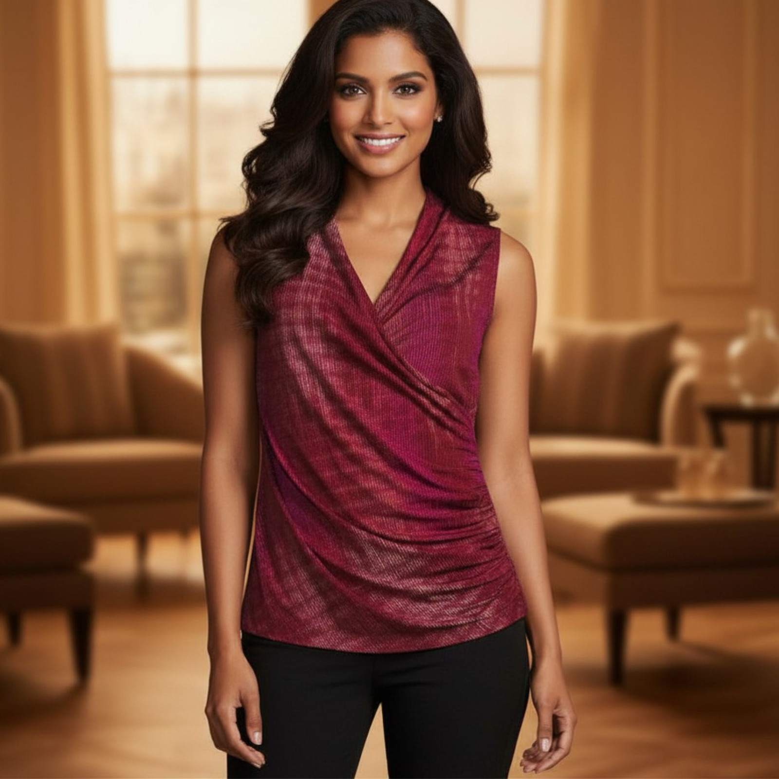 Worthington Sleeveless Draped Neck T-Shirt Sizes S, M, XL New Msrp $34.00