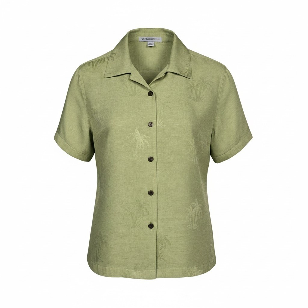 Port Authority Island Series Green Button-up Jacquard Shirt Women’s Medium NEW