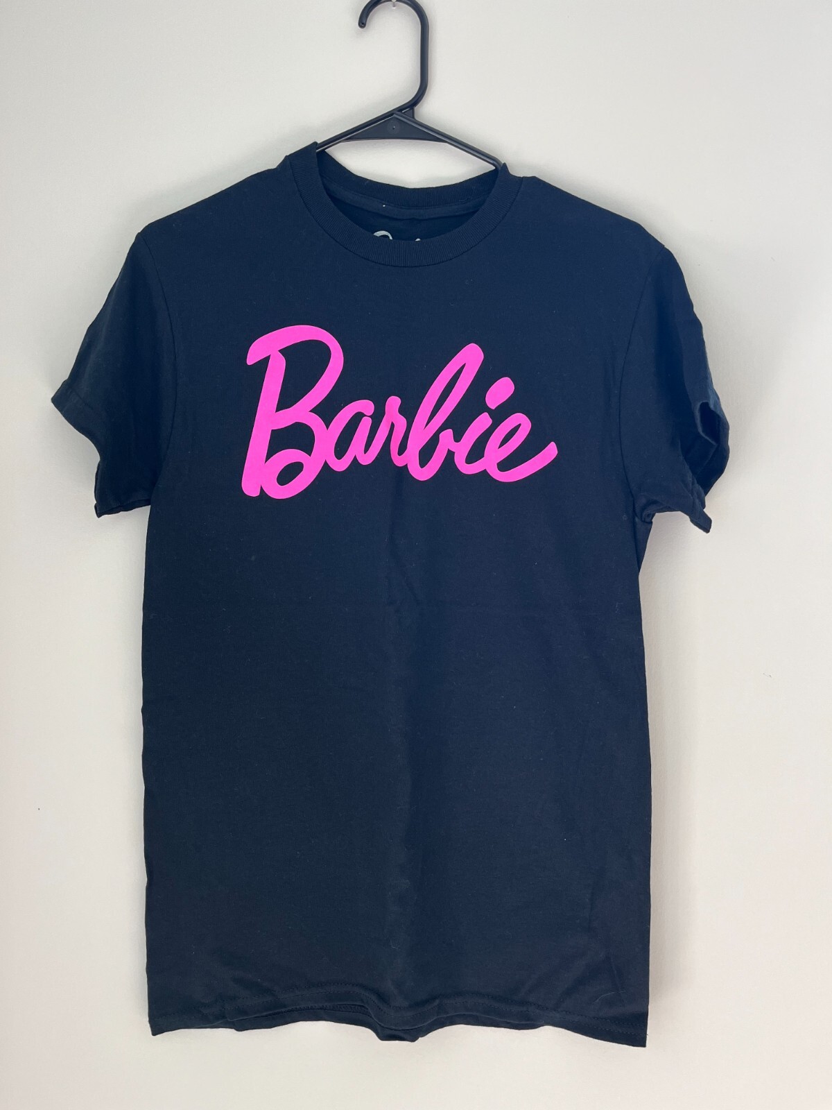 Barbie T-Shirt Women Barbie Spelled Pink On Black Size S New