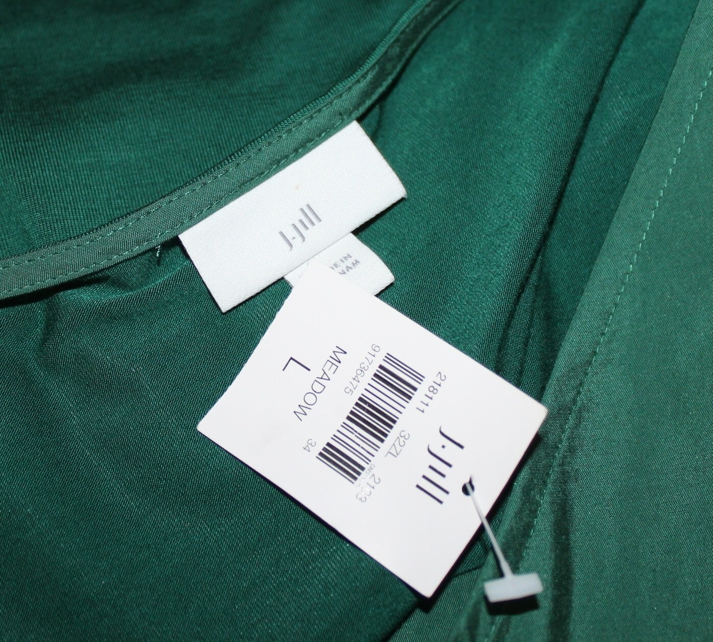 NWT J.Jill Sz L Meadow GREEN Silky Tencel & Jersey Knit Blouse Shirt Top