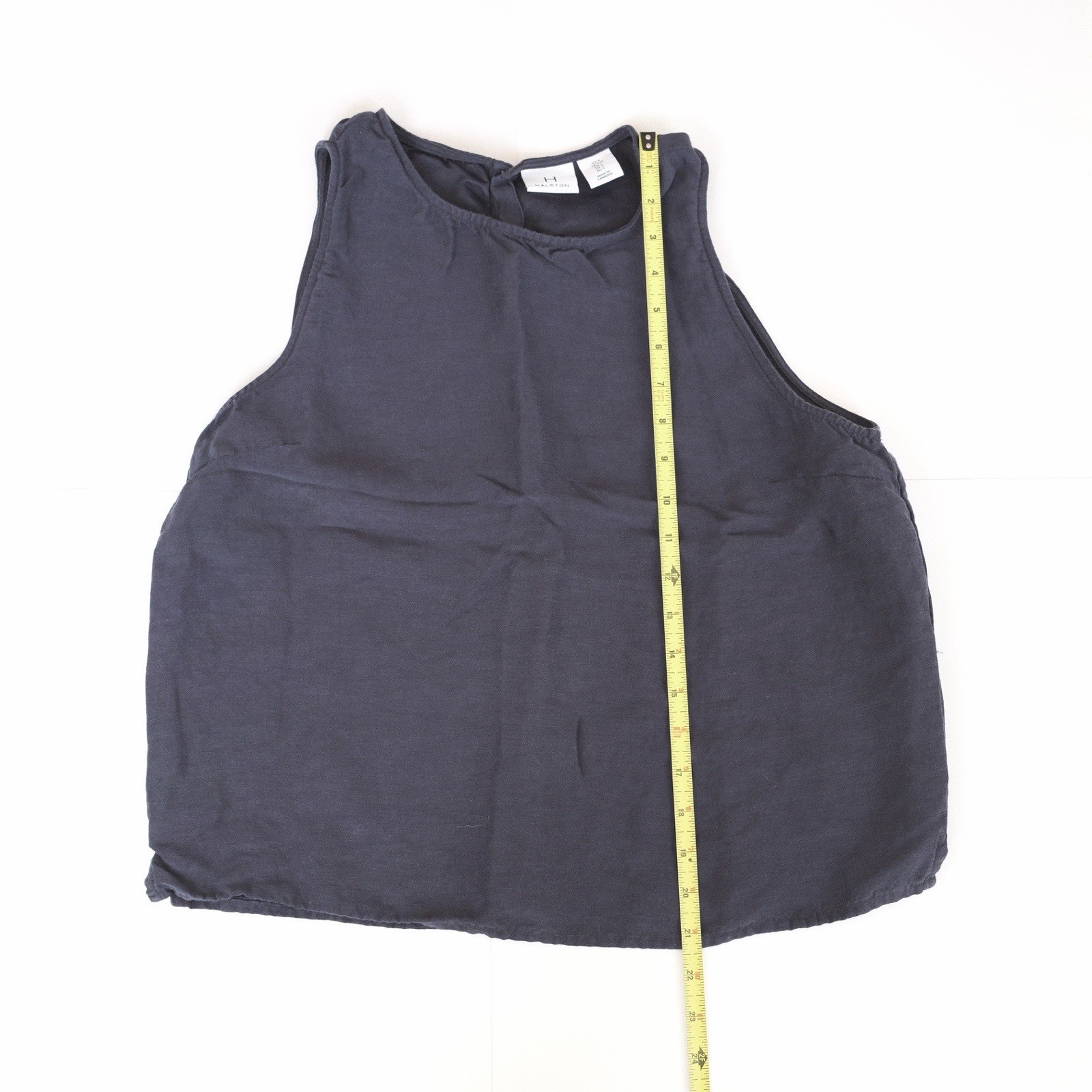 Halston Navy Linen Sleeveless Top – Size Large L