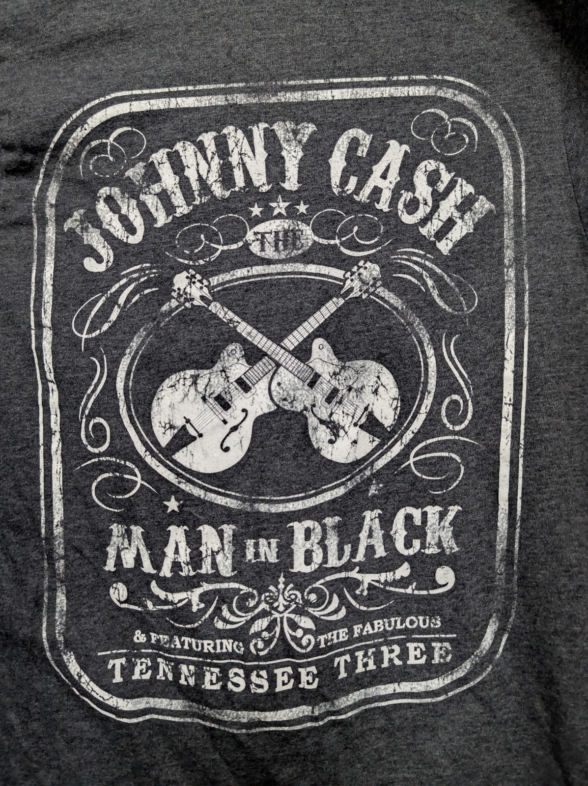 Johnny Cash Man In Black Medium Gray Women’s Band Tee Shirt 17.5″ W X 25.5″ L