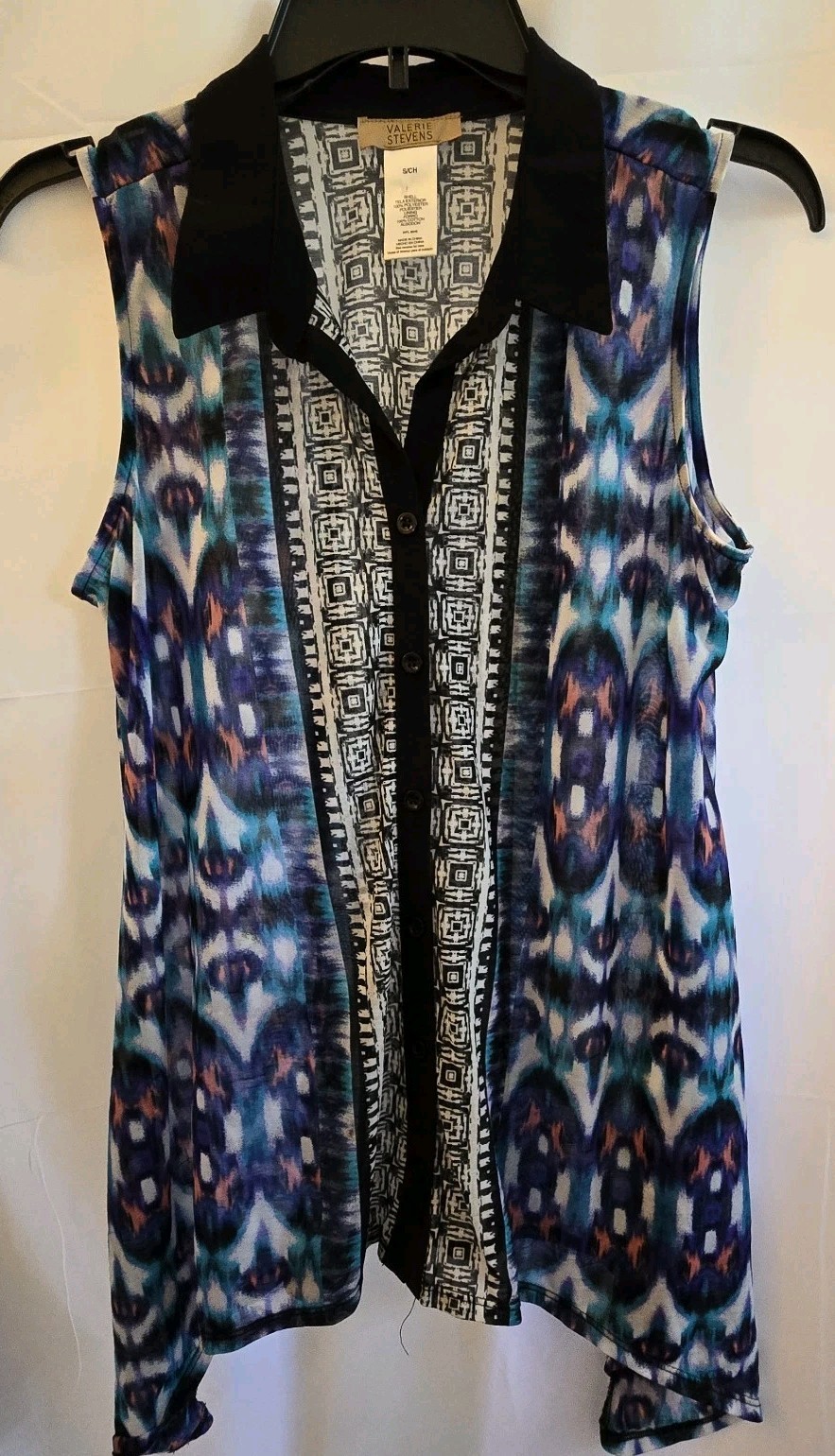 Valerie Steven’s Whimsical Casual Chic Festival Sleeveless Sheer S Tunic C400