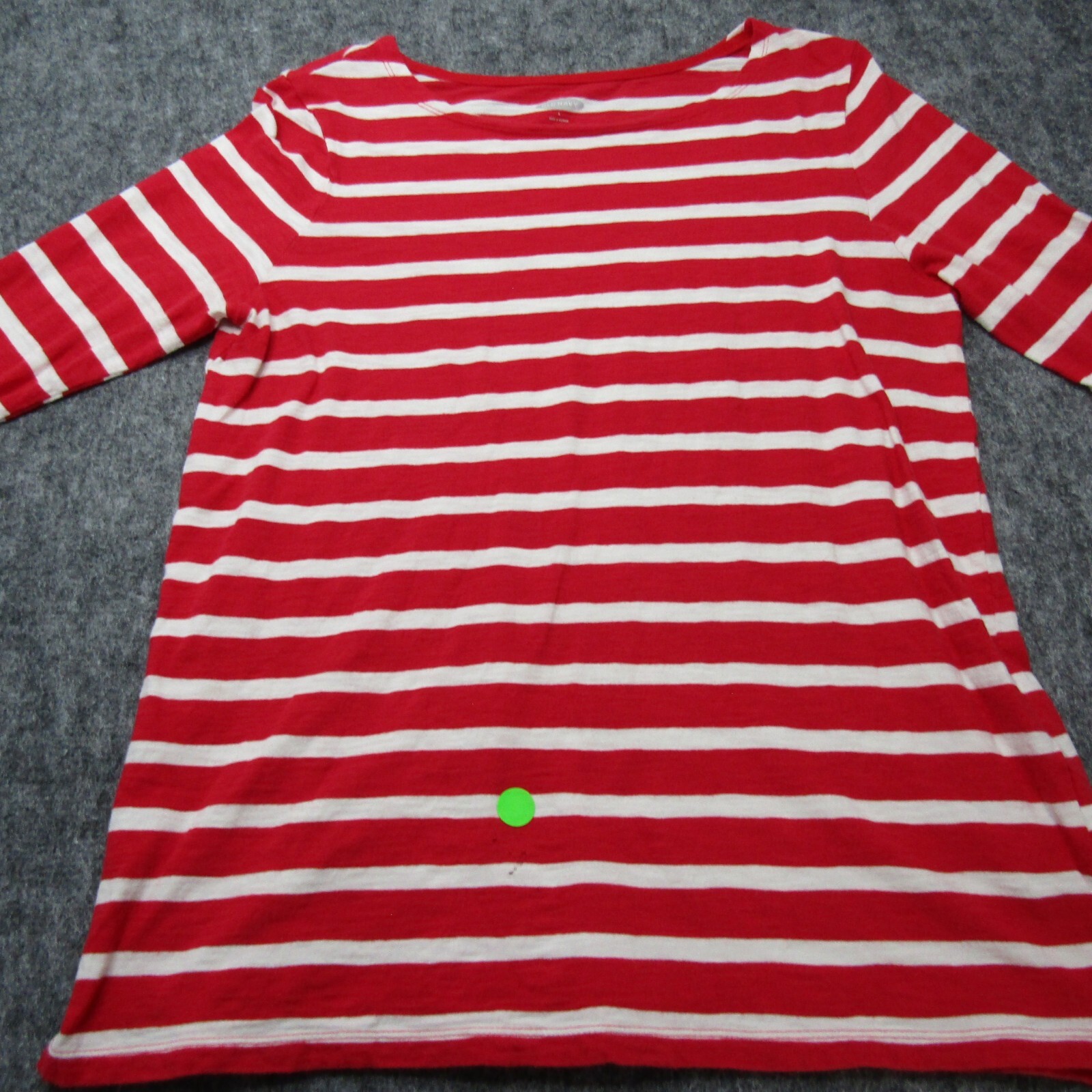 Old Navy Red White Striped Cotton Boat Neck 3/4 Sleev Blouse Top Shirt Women’s L