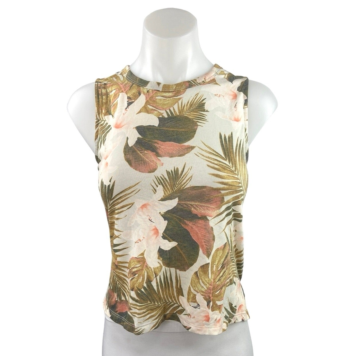 Old Navy Active Go Dry Multicolor Floral Sleeveless Muscle Tee Crop Tank Top S