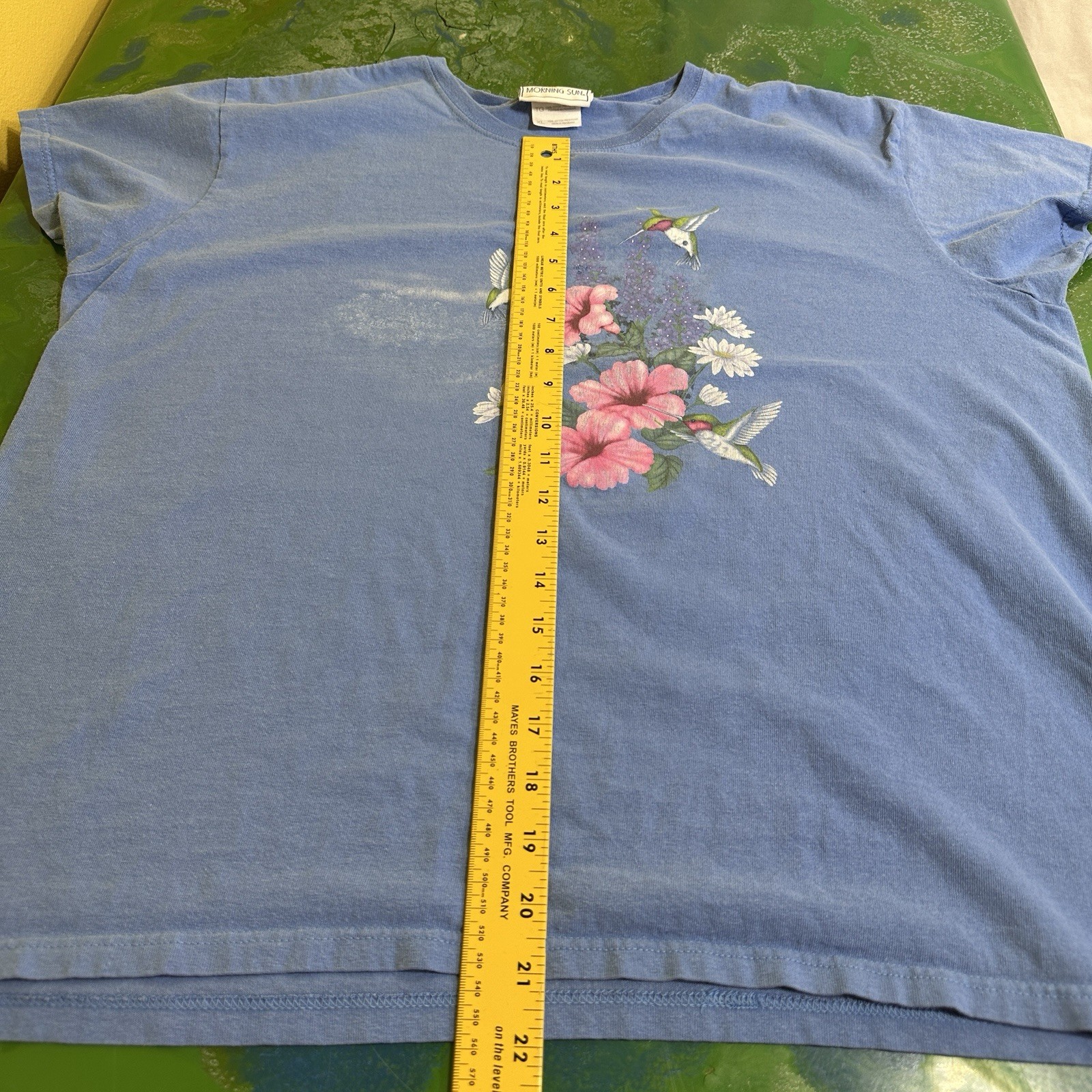 Vintage Distressed Morning Sun Women’s XL Hummingbird Floral T-Shirt Top Granny