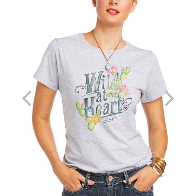 Ariat Wild at Heart Women’s XL Heather Gray Graphic Cactus Short Sleeve Tee NWT