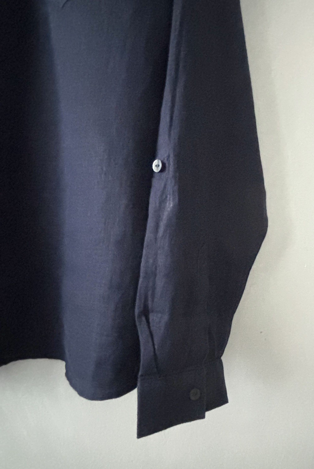 M&S Collection Pure Linen Blouse Shirt Women’s Size UK 14 Navy Roll Tab Sleeve