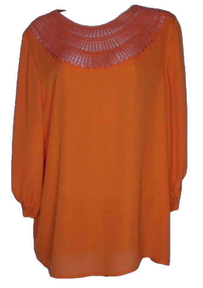 Chaus Women’s Orange Tunic Career Blouse Medium