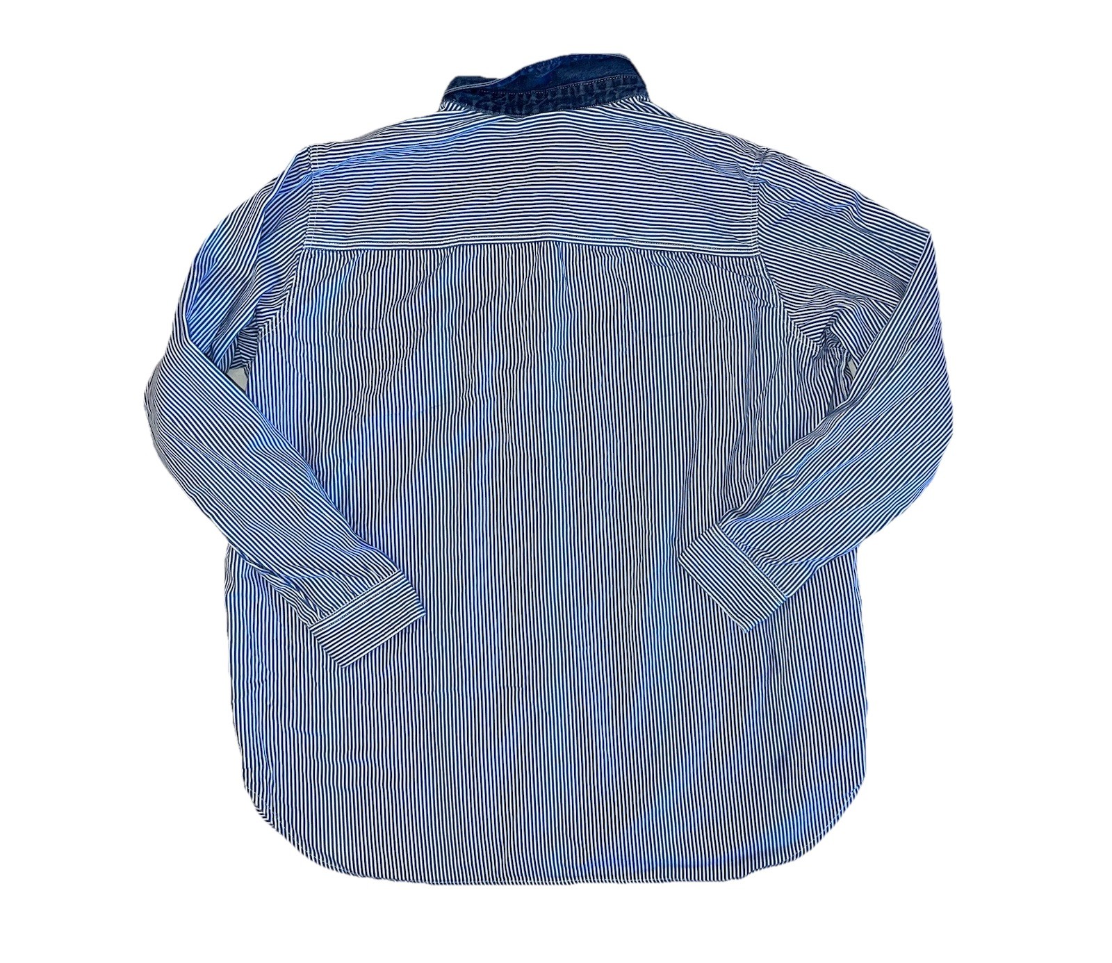 Vintage Fall / Autumn / Harvest Embroidered Bear Striped Denim Jean Shirt 16W