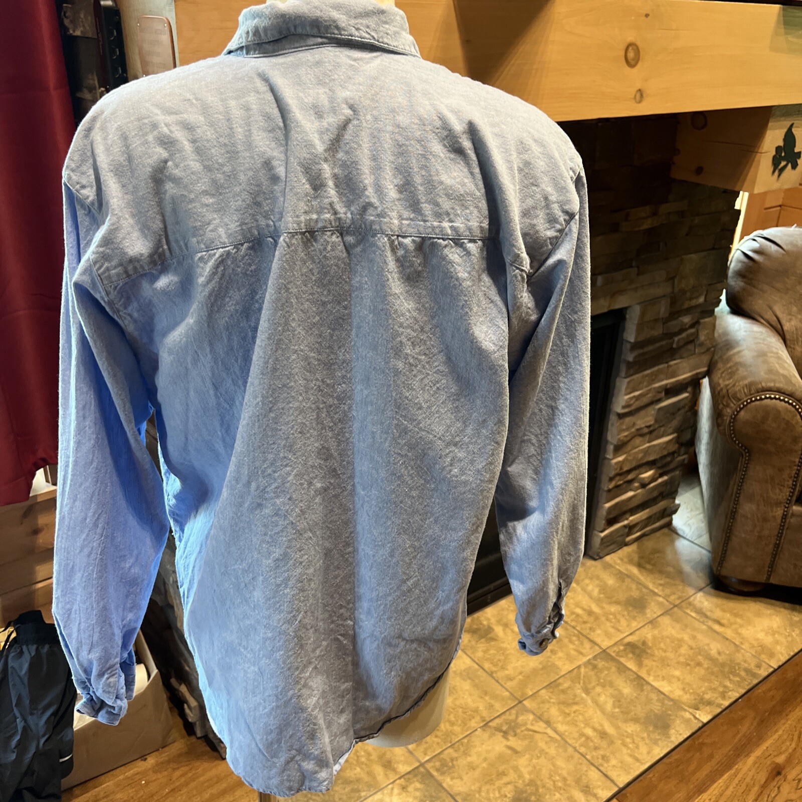 Autum Pumpkin Sunflower Chambray Shirt Xl