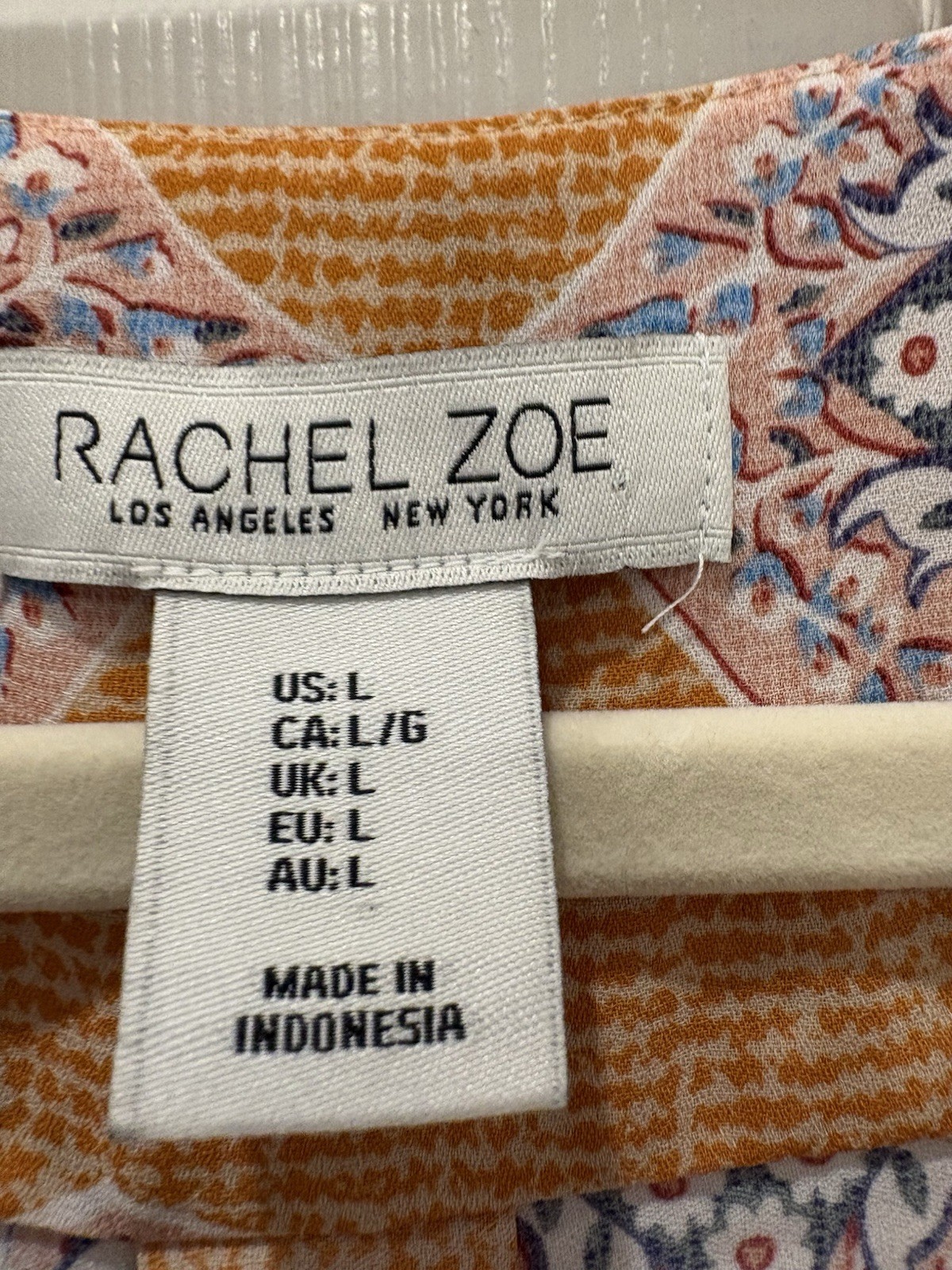 Rachel Zoe Women’s L Orange/Blue/White Paisley V-Neck Sleeveless Blouse