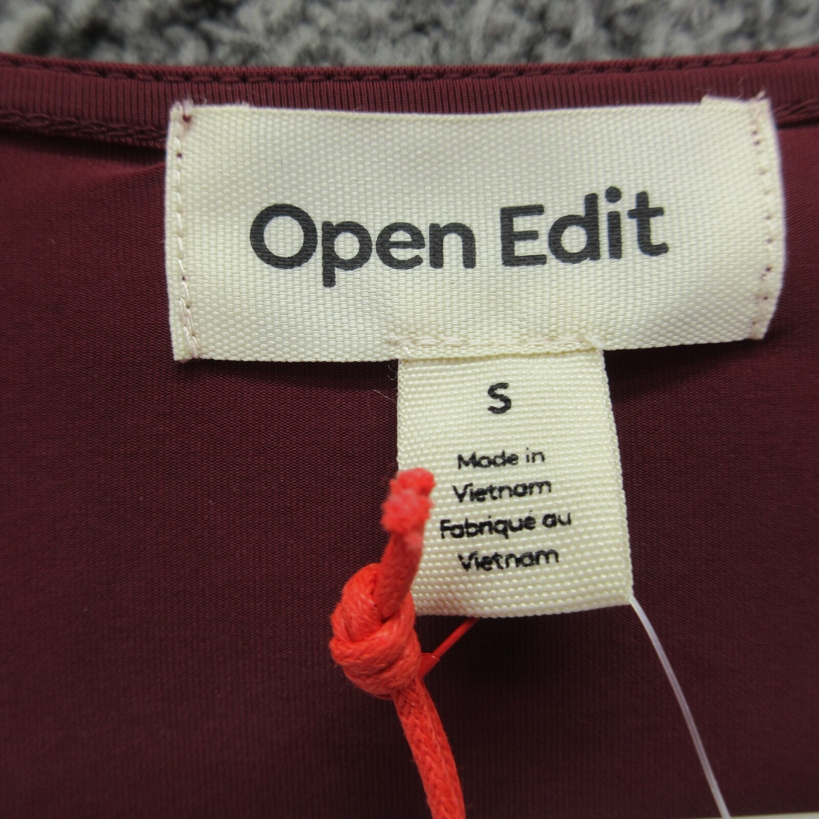 Open Edit Women’s Long Sleeve Crop Top Small Burgundy Polyamide Elastane #4680