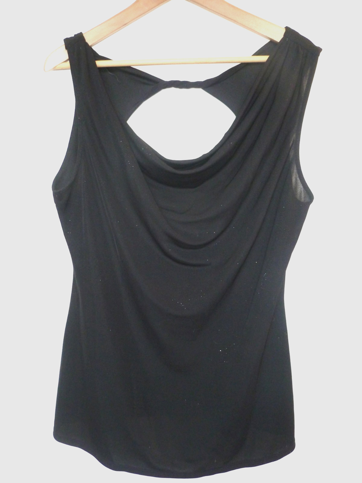 M&S black shimmering silver OCCASION PARTY COWL neck T shirt top Size 18