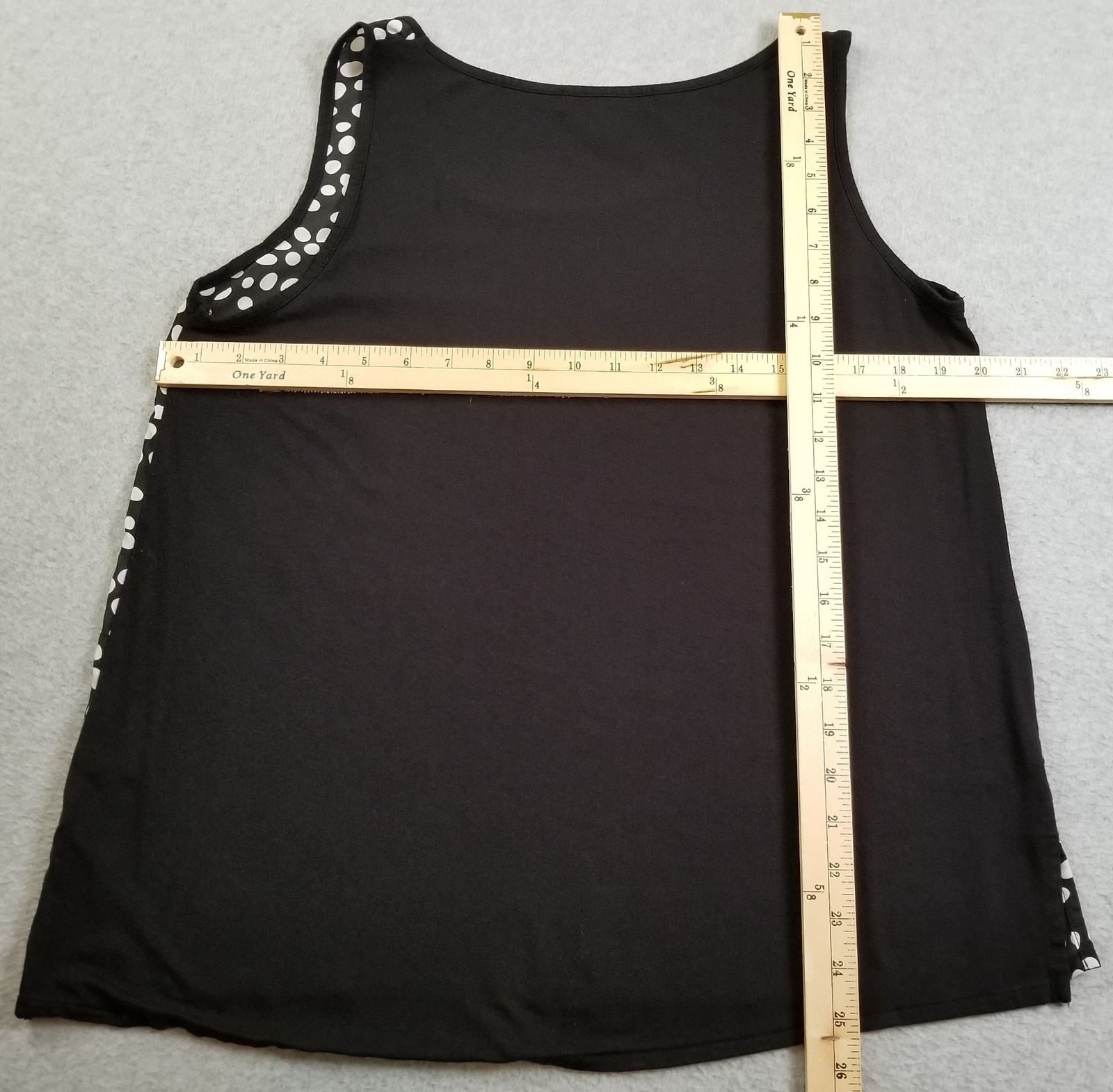 August Silk Tank Top Women’s Large L Black White Polka Dots Sleeveless Scoopneck