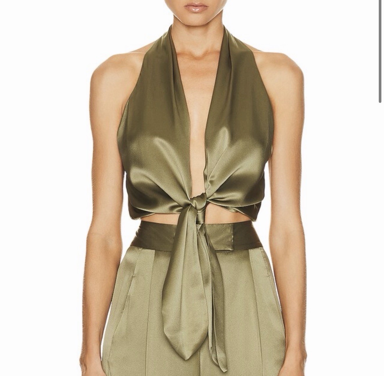 The Sei Women’s Top Sleeveless blouse 100% Silk Size 4 Medium Olive Green $500+