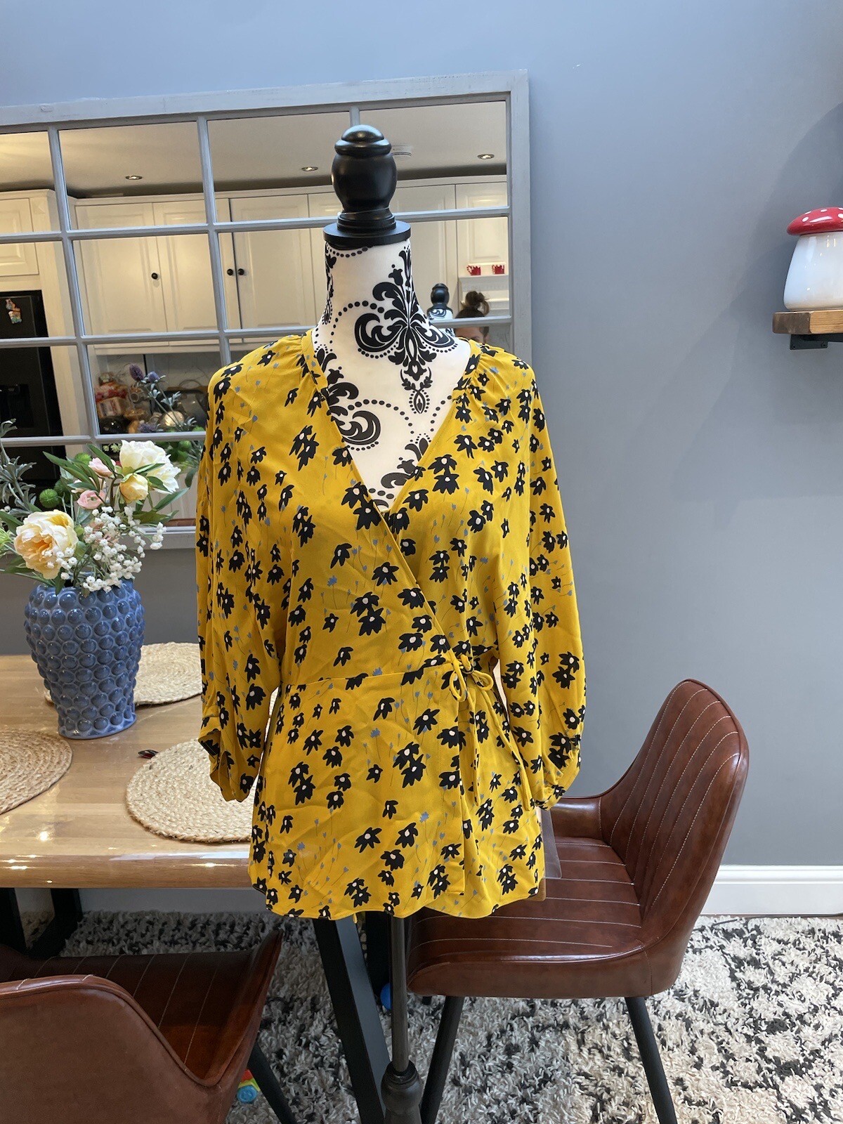 Jigsaw Women Drifting Ditsy Wrap Blouse I Sunflower Size 12