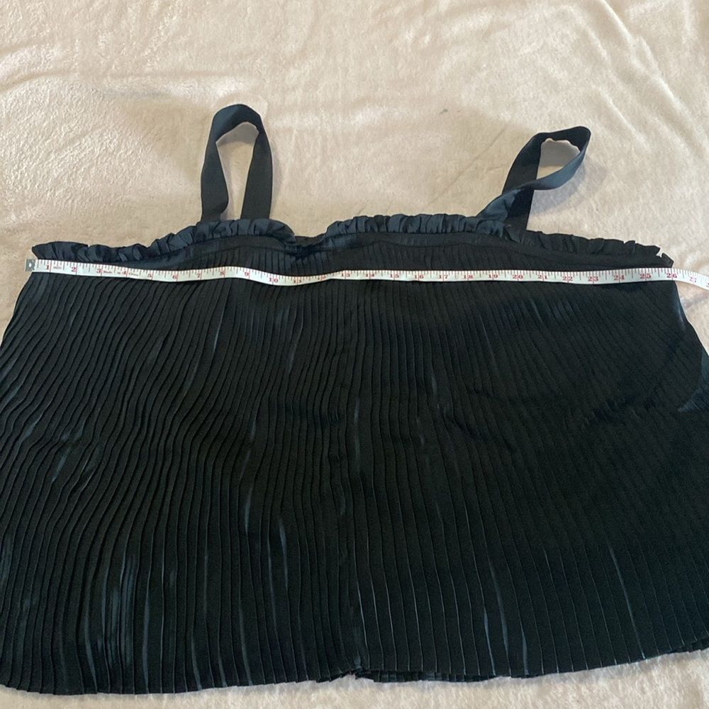 New Ryegrass Womens Peplum Top Pleated Square Neck Sleeveless Black Size 2X