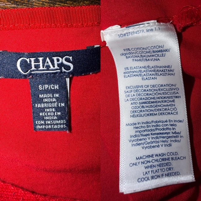 Chaps Red Square Neck Top Grommet Lace-Up Shoulder Elbow Sleeve Small
