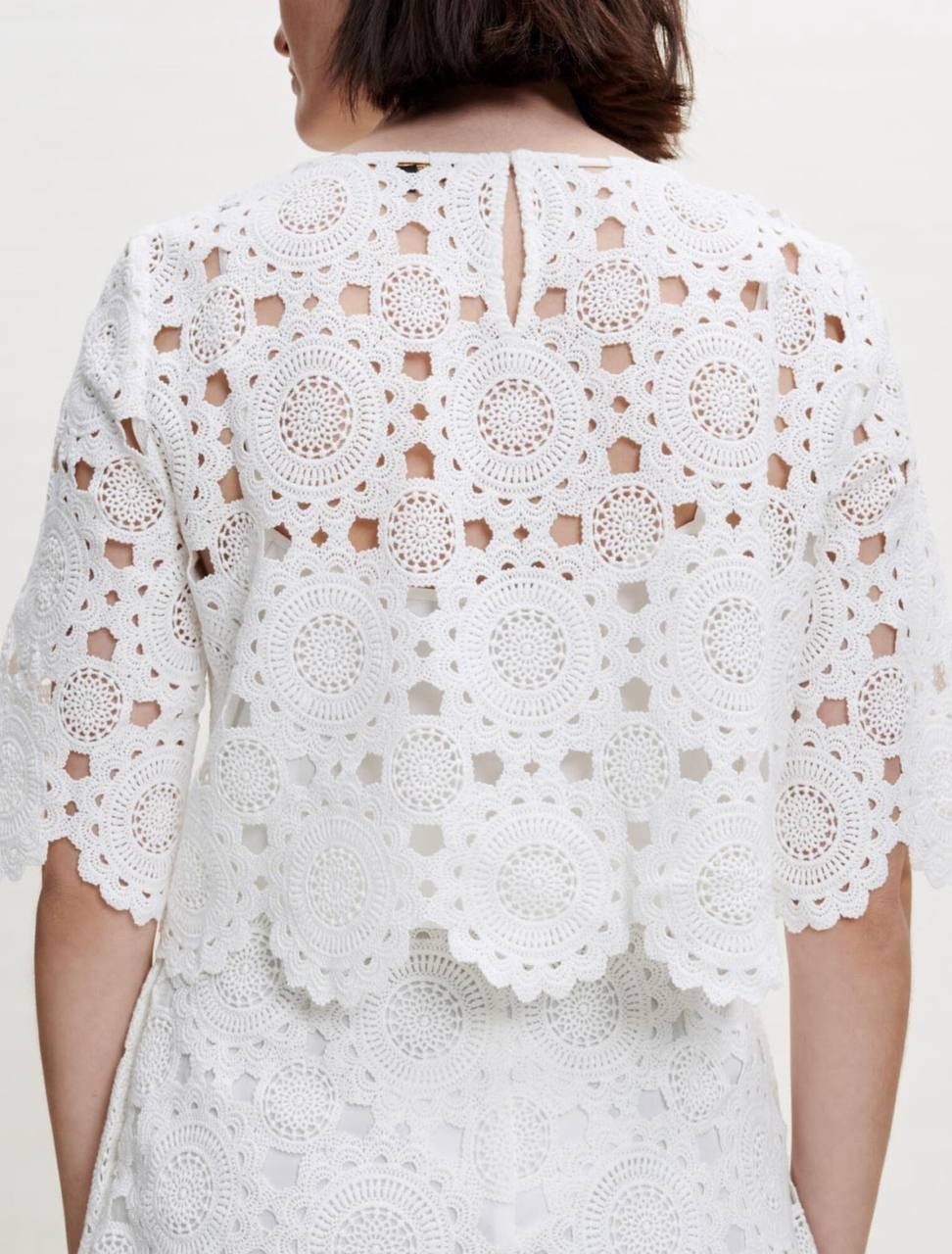 Maje Openwork white blouse top