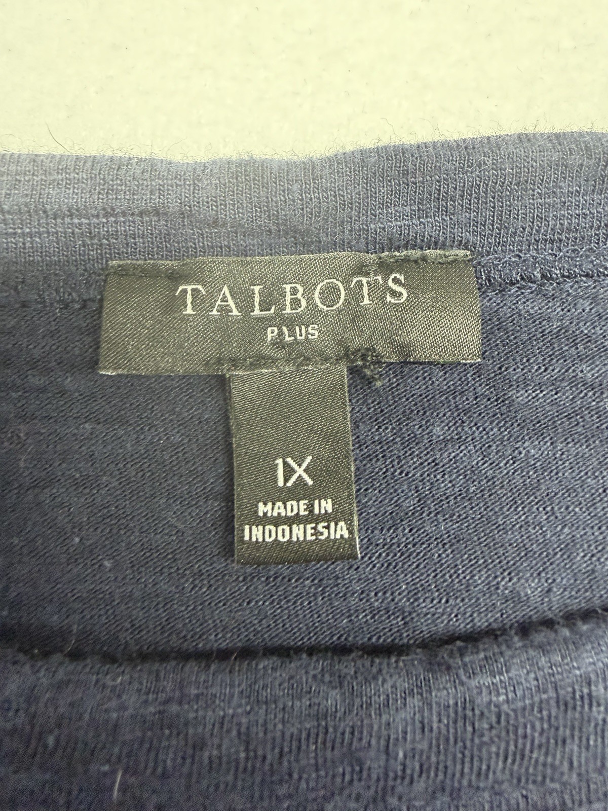 Talbots Womens Shirt Size 1X Navy Preppy Textured Classic Timeless Nautical