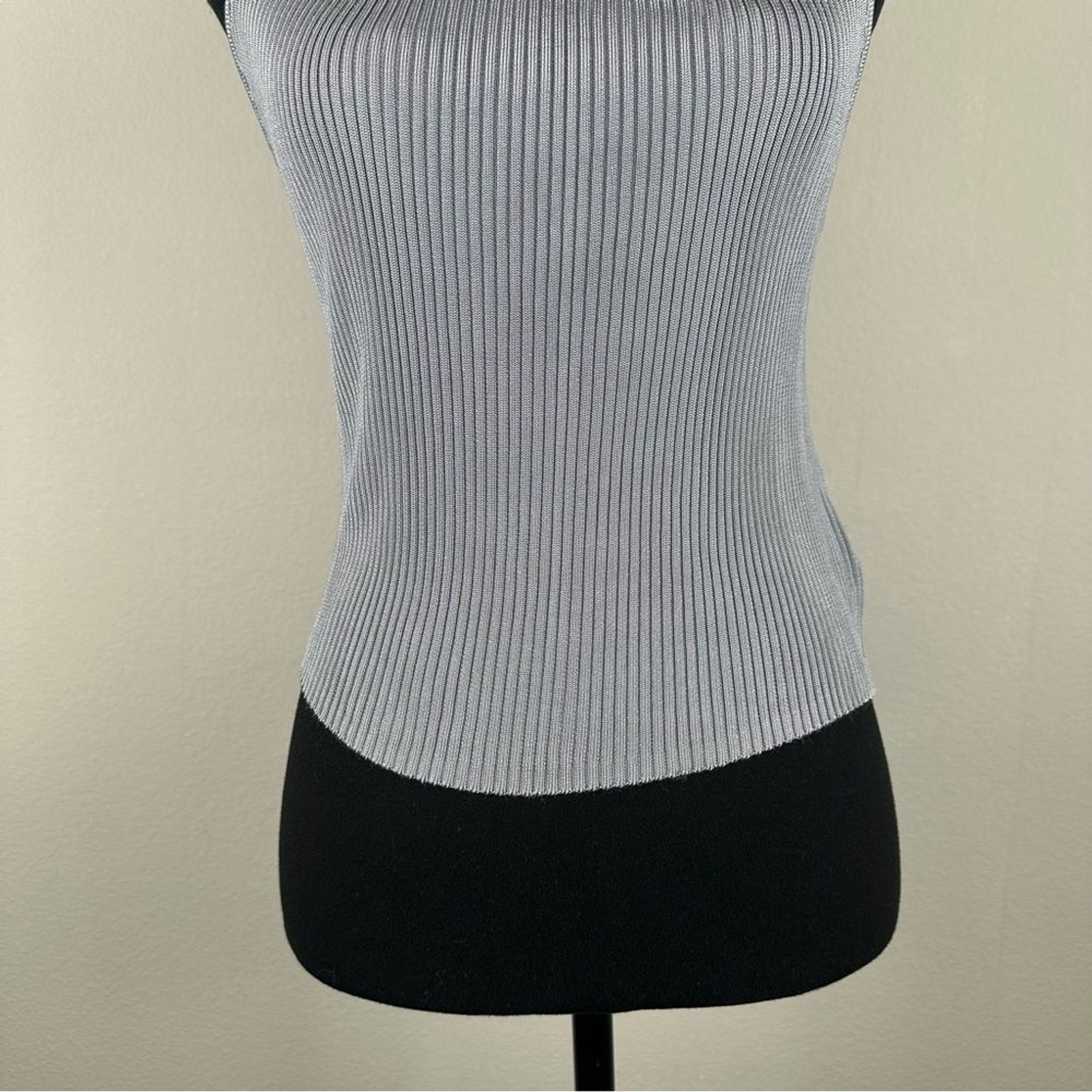 Vintage Bebe Moda Ribbed Grey Tank Top Womens Medium Made in USA