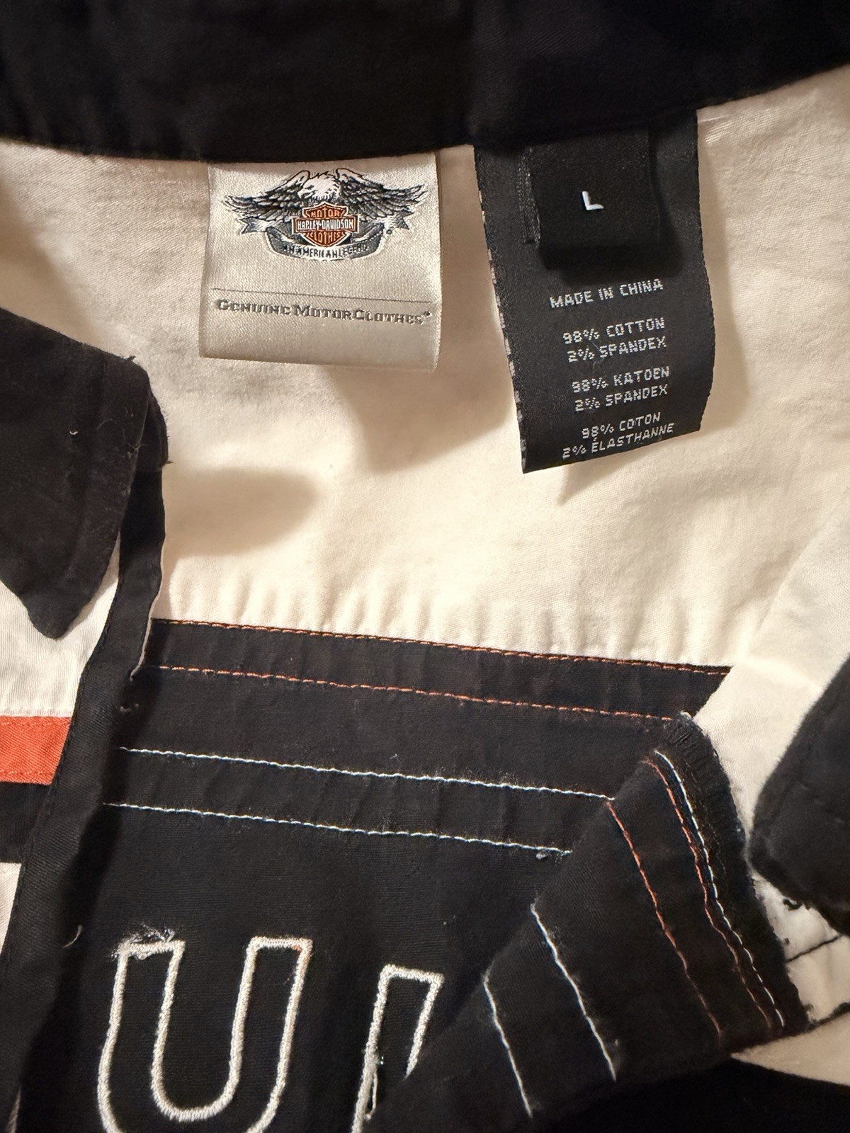 Harley-Davidson Genuine Motorclothes Zip-Up Jacket L Navy/White/Orange Patch
