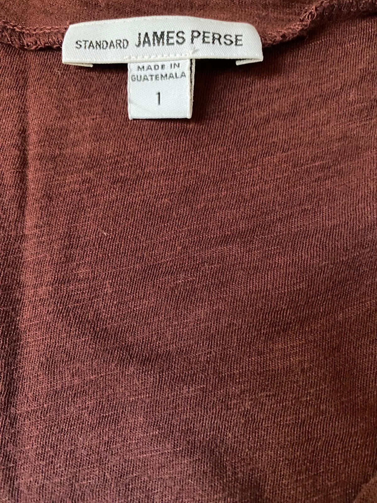 STANDARD JAMES PERSE OXBLOOD COTTON BLEND SHORT SLEEVE T-SHIRT SIZE: 1