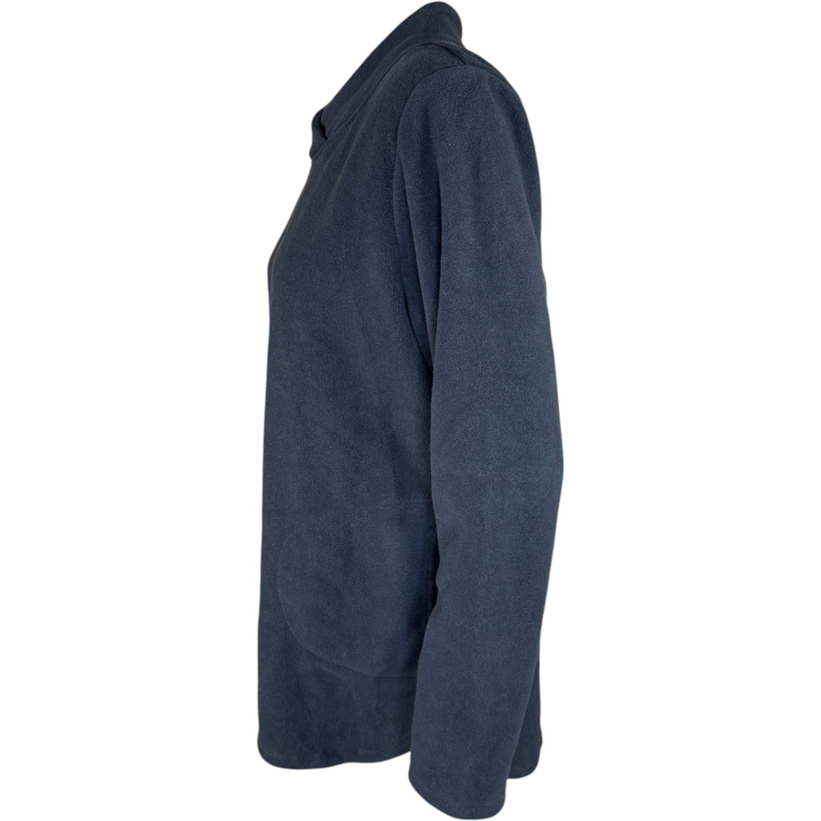 Denim & Co. Regular Fleece Crossover Neck Long Slv Tunic w/ Dolphin Hem Black S