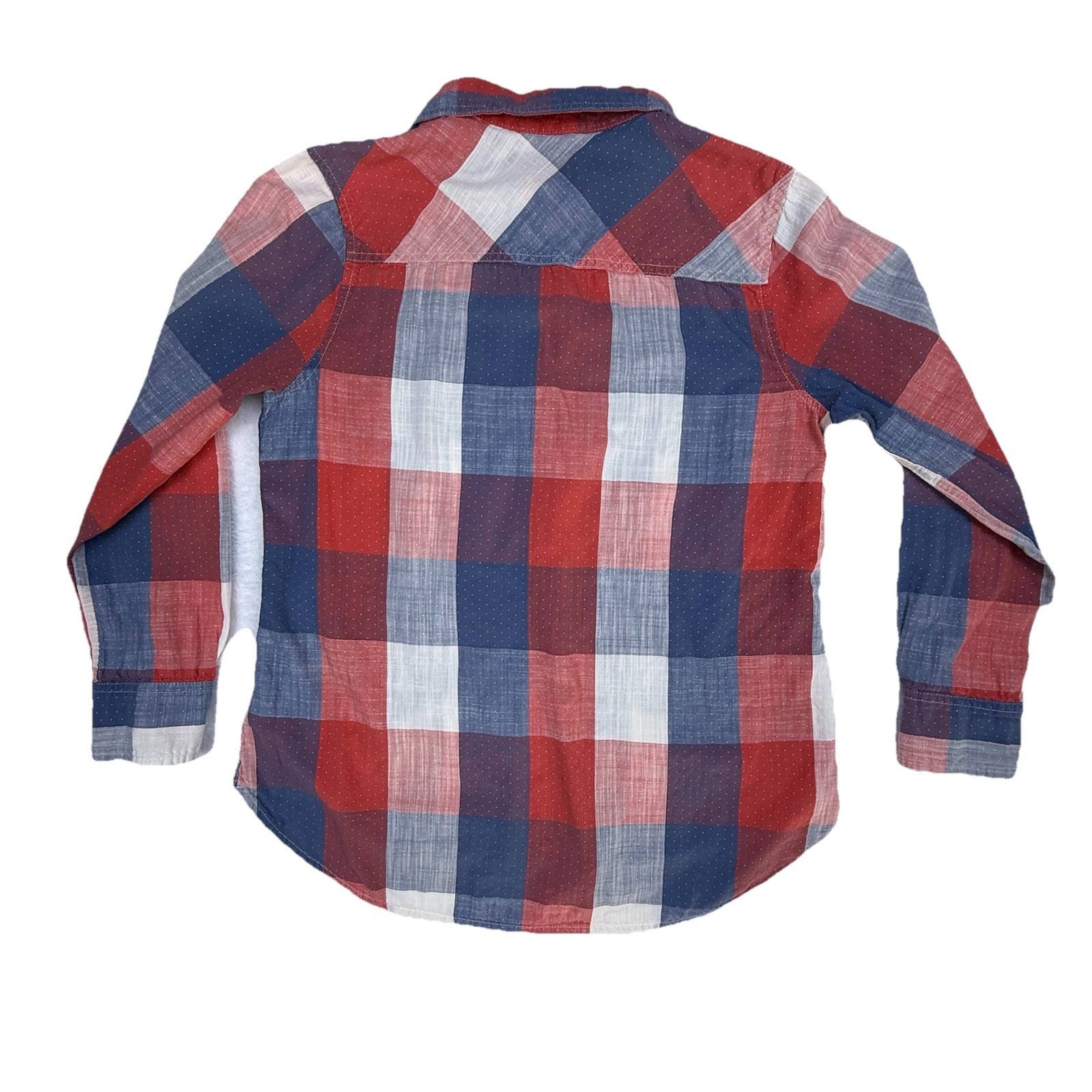 Merona 100% Cotton Red, White & Blue Plaid Shirt L Patriotic Casual Cool Comfy