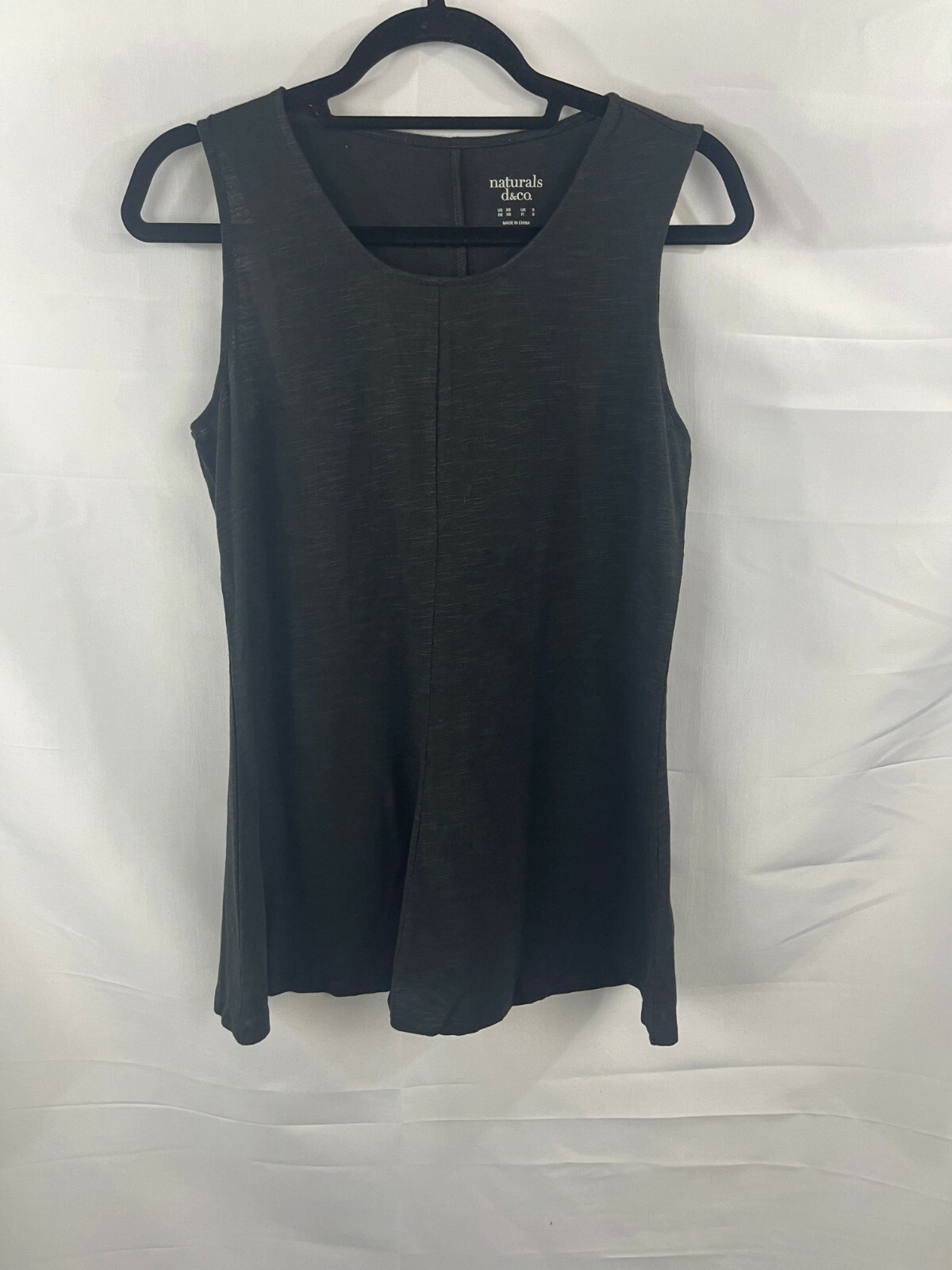 Denim & Co. Women’s Black Naturals Linen Slub Jersey Swing Tank Top Size X-Small