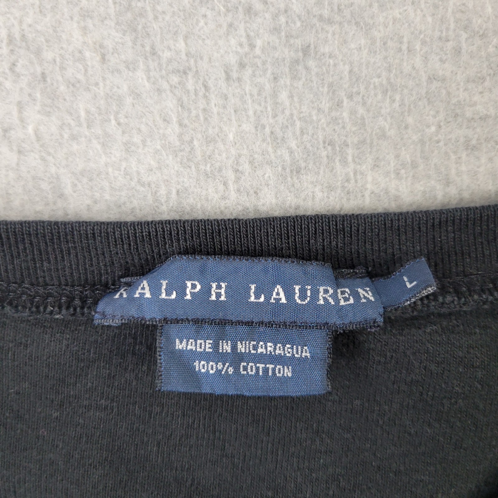 Ralph Lauren T-Shirt Womens Large Black White Pony Embroidery Top Short Sleeve