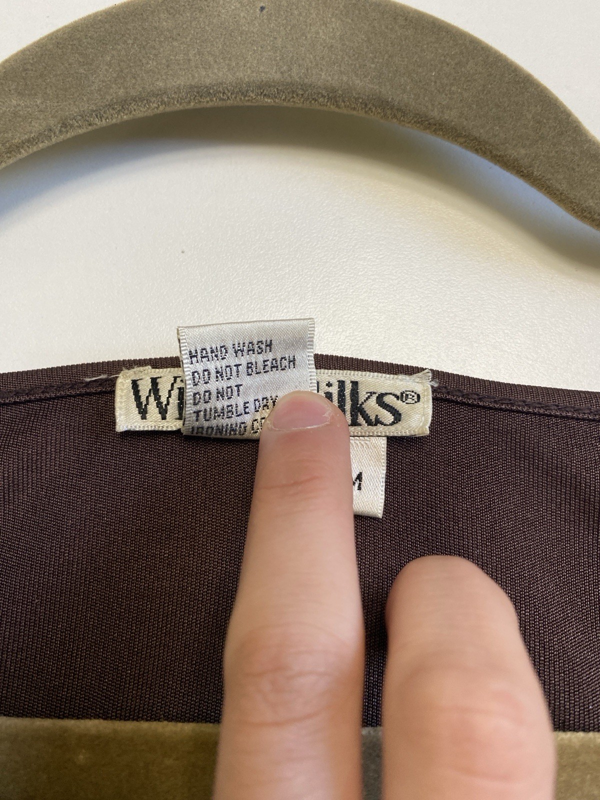 Winter Silks M Top Silk Rayon Drape Neck Brown