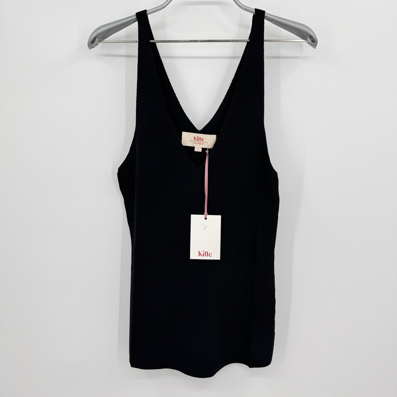 Kilte Collection The Katherine Rib Knit Tank Top size 3 L/XL in Black Rayon