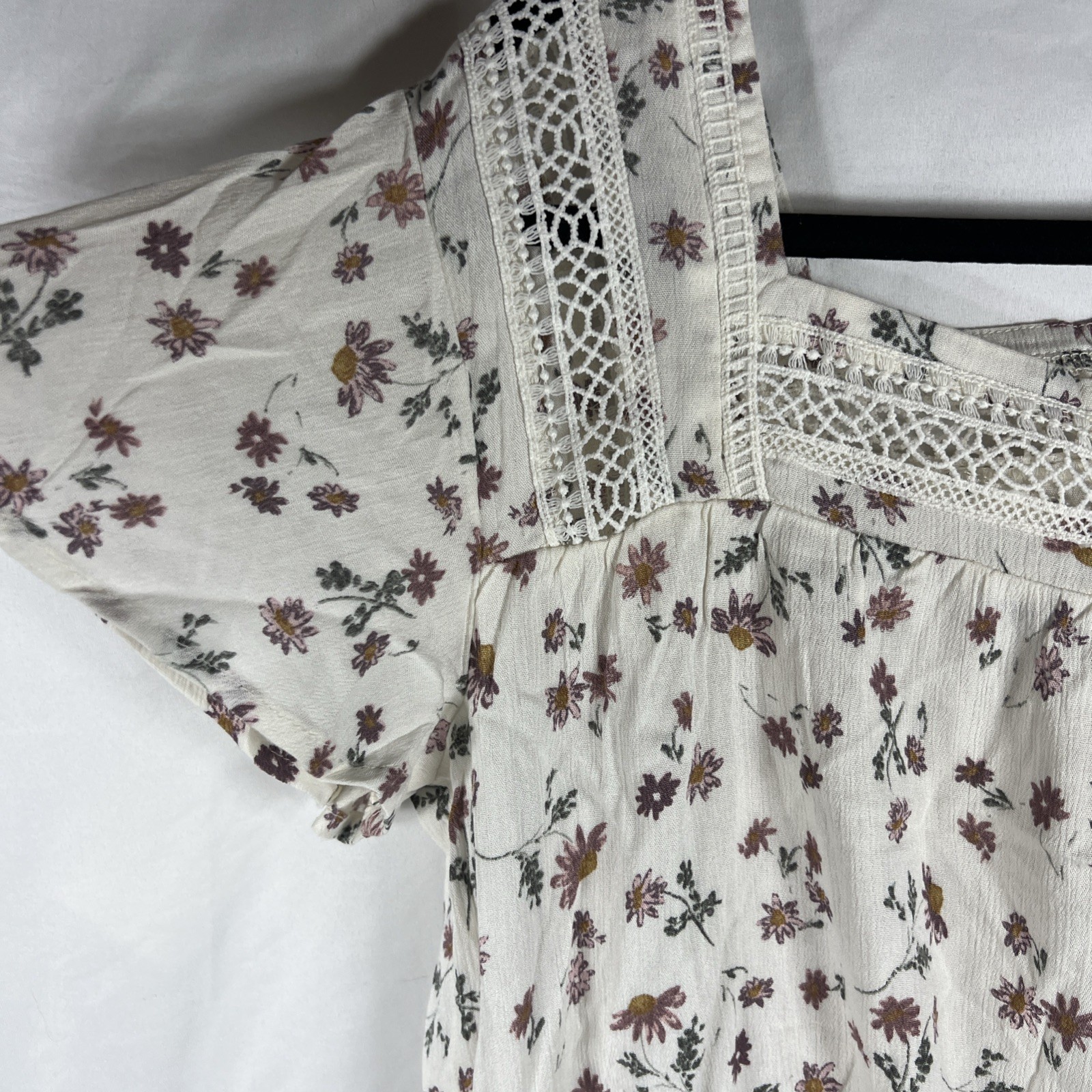 Arizona Jean Co Square Neck Blouse / Size Large Floral Print