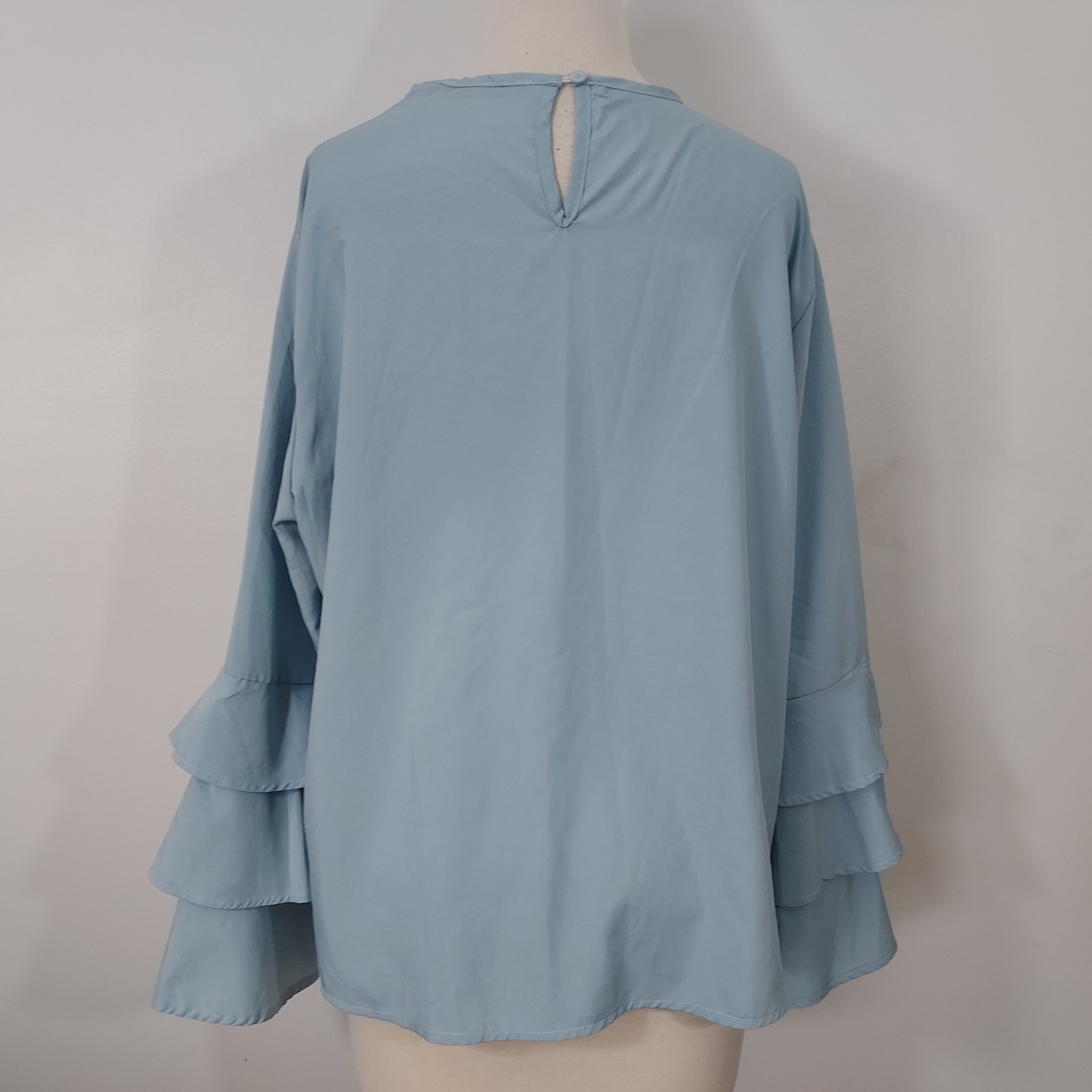 Zanzea Collection Shirt Top Tiered Bell Sleeve Lightweight Blue Women Size 5XL