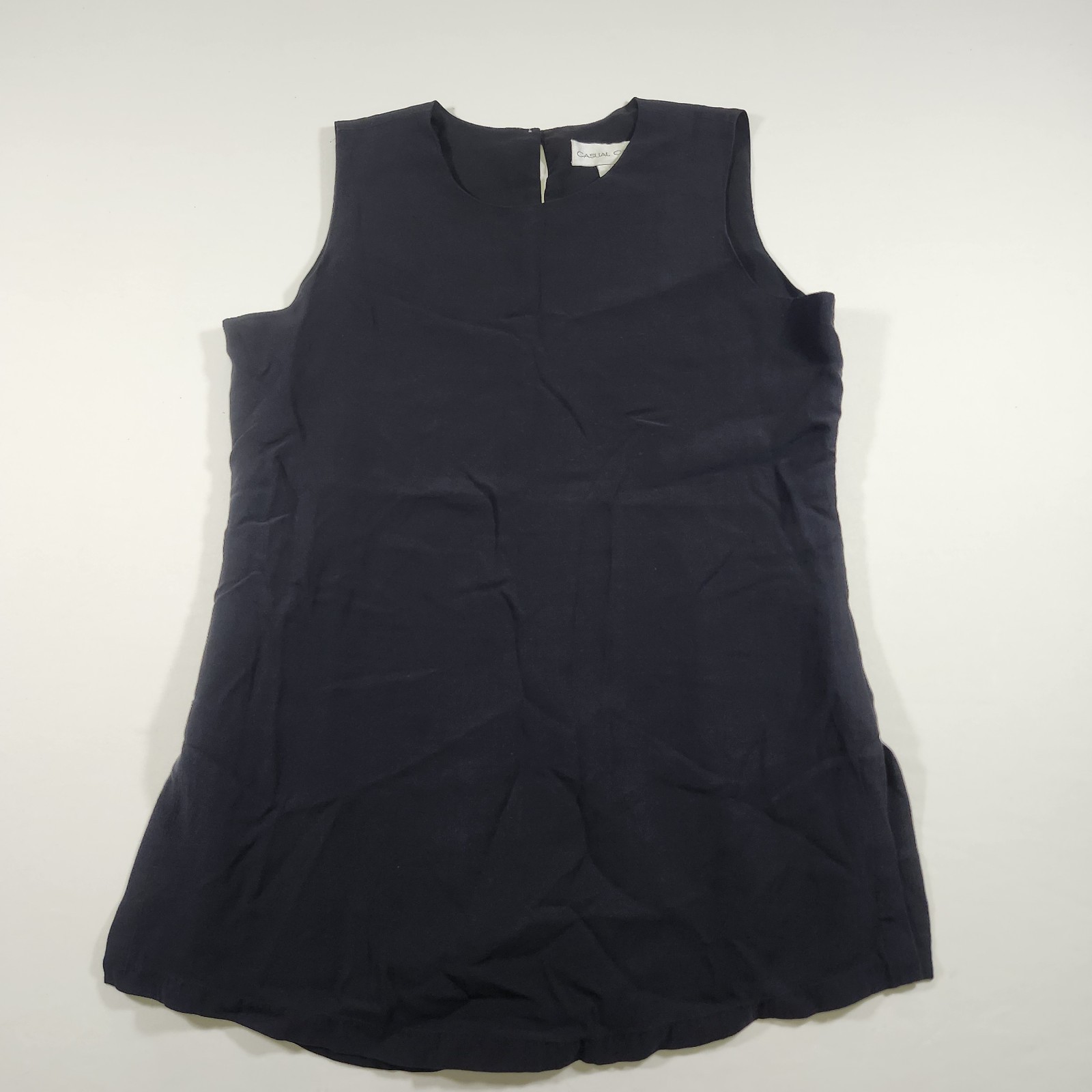Vintage Casual Corner 100% Silk Sleeveless Blouse Top Black/Dark Blue Size 4