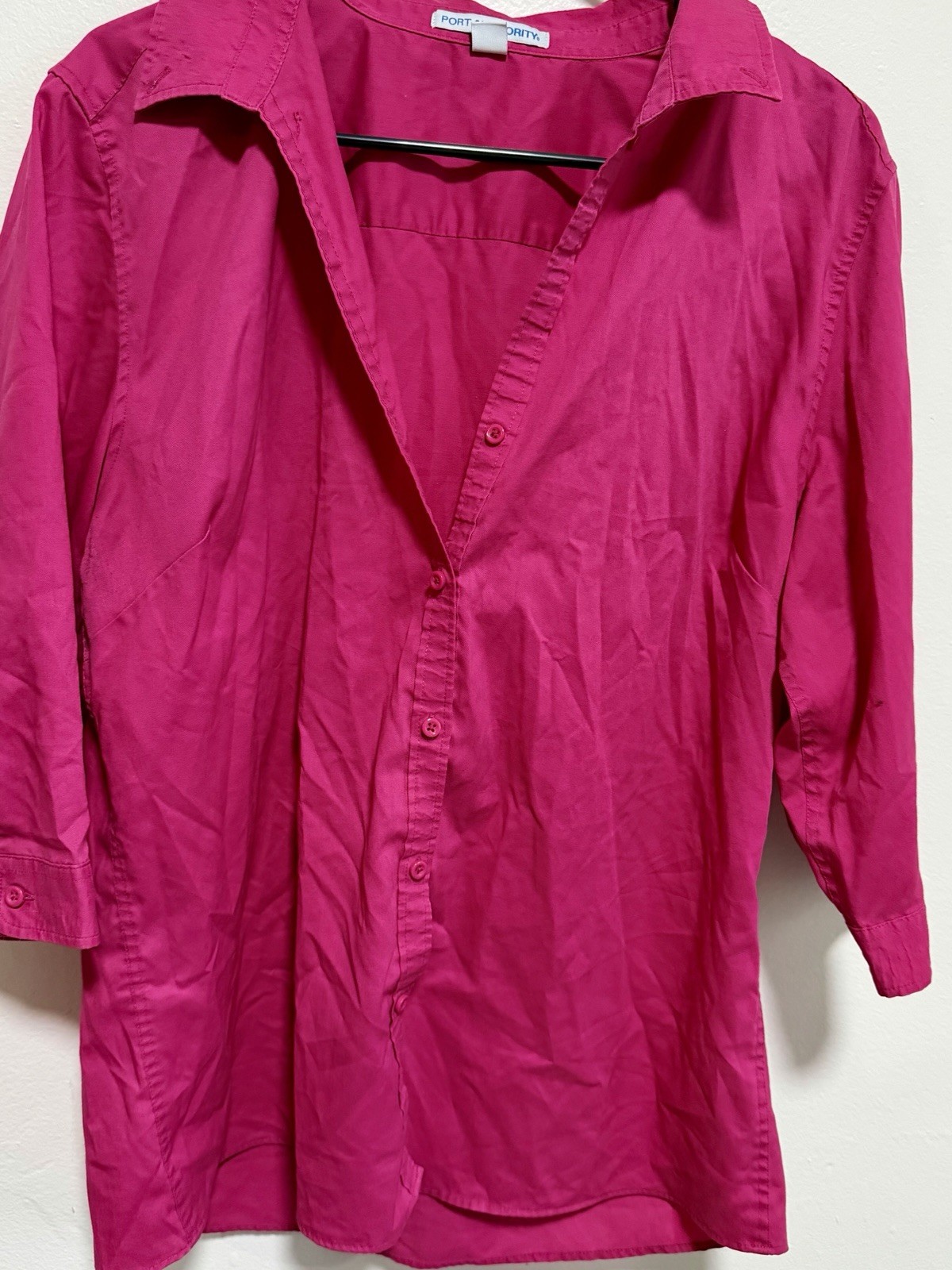 Port Authority Womens 3/4 Sleeve Button Down Easy Care Dress Shirt size XL