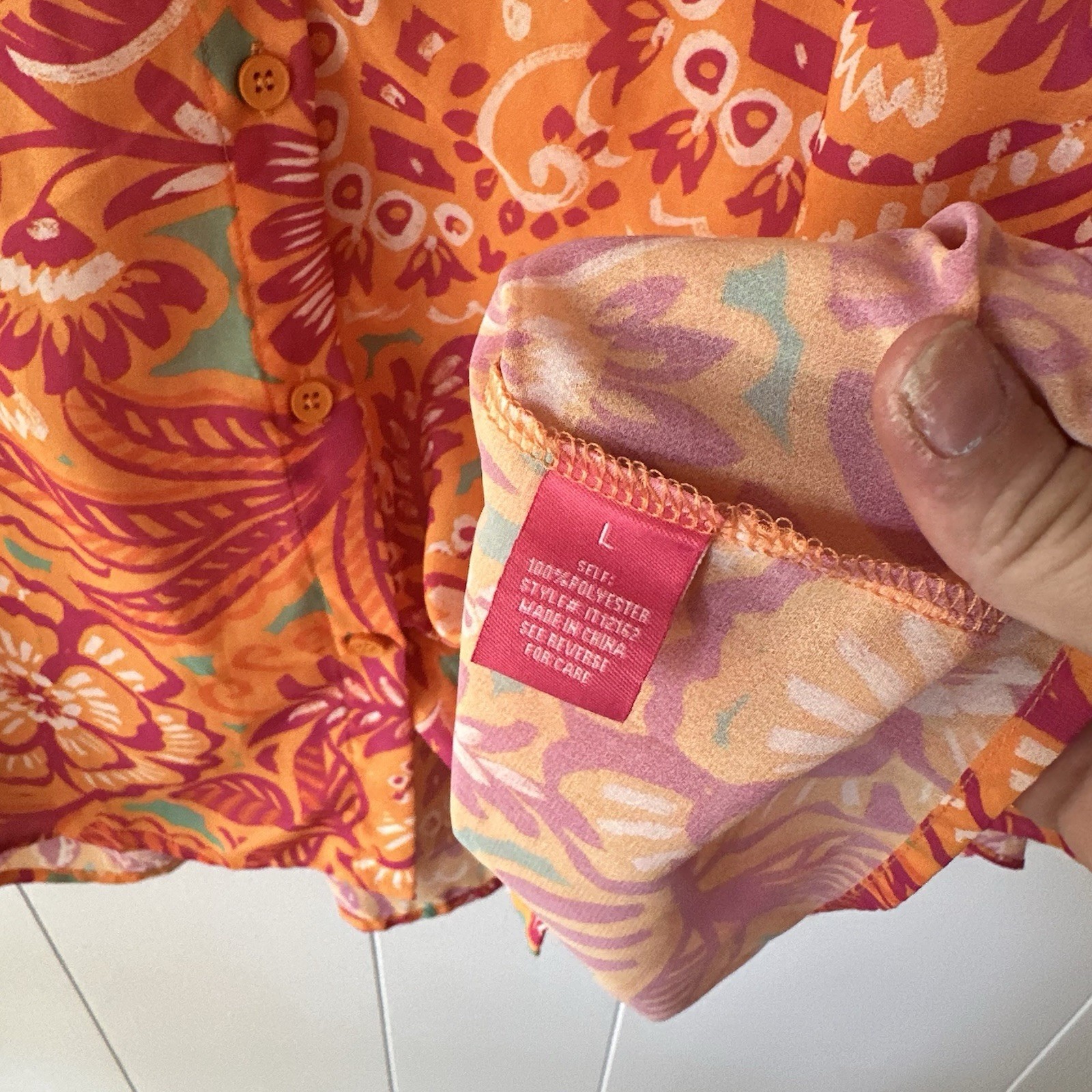 Flying Tomato I’ll always Remember You Woven Oversized Top Pink/Orange Floral LG
