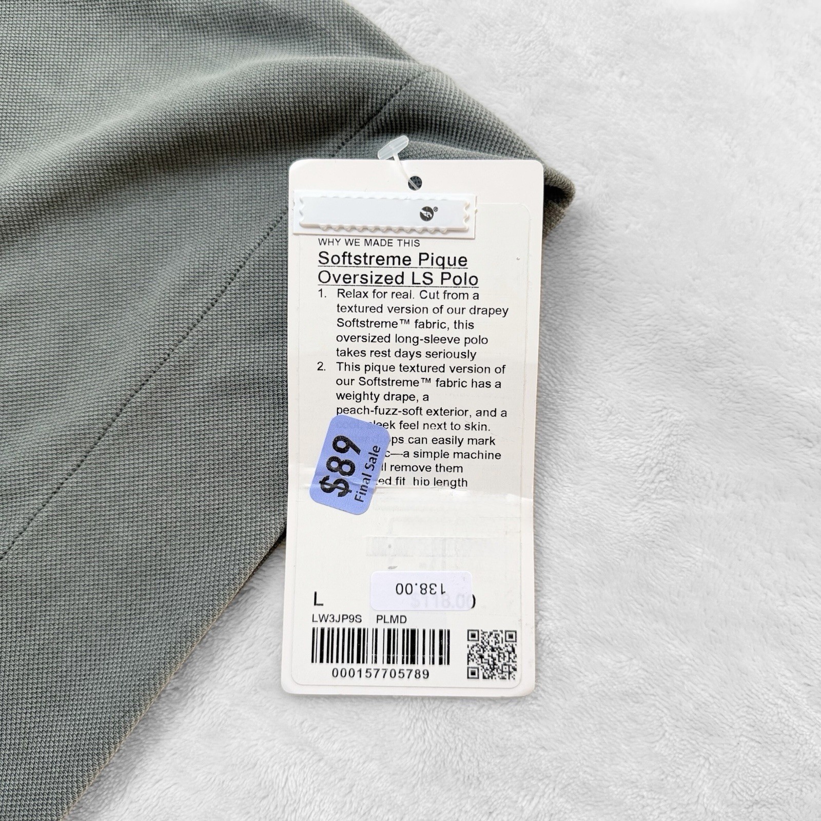 NWT Lululemon Softstreme Pique Oversized Polo Long Sleeve Palm Deco Size L